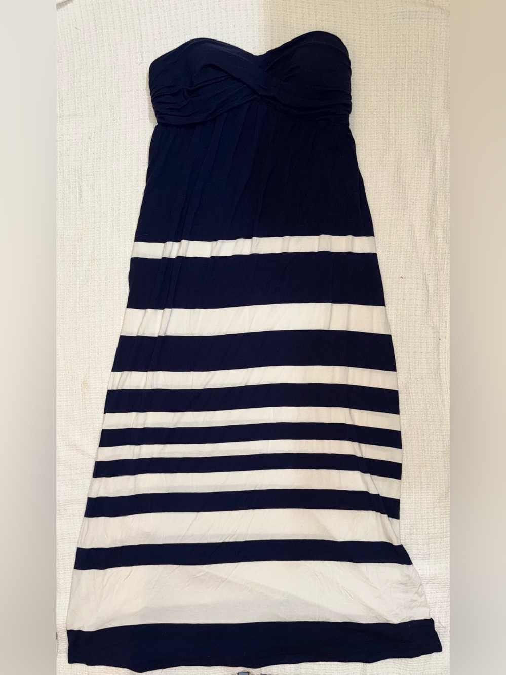 Soma Navy Strapless Maxi Dress with White Stripe